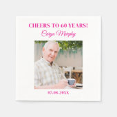 写真パーソナライズされた30日40日50日60日70誕生日 スタンダードカクテルナプキン (正面)