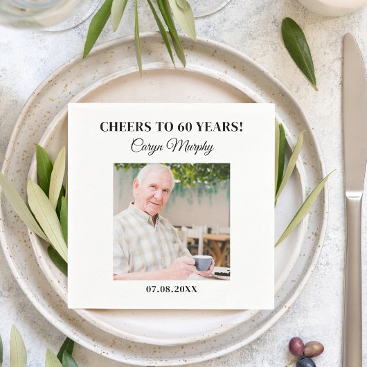 写真パーソナライズされた30日40日50日60日70誕生日 スタンダードカクテルナプキン