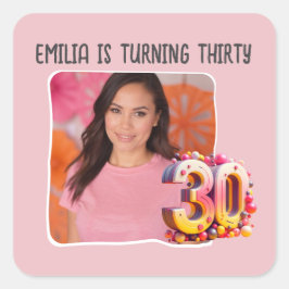 写真パーソナライズされた30歳の誕生日パーティー スクエアシール