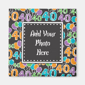 写真パーソナライズされた40カラフルth Birthday Magnet マグネット (正面)