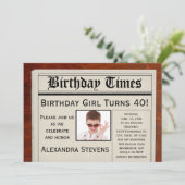 写真パーソナライズされた40th誕生日パーティー新聞 招待状 (スタンド正面)