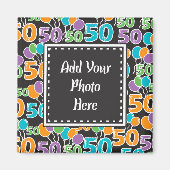 写真パーソナライズされた50カラフル番目の誕生日テンプレート マグネット (正面)
