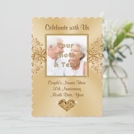 写真パーソナライズされた50周年記念招待状 招待状 (スタンド正面)