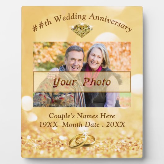写真パーソナライズされた50周年記念結婚プラーク フォトプラーク (正面)