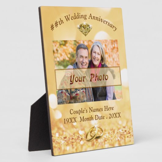 写真パーソナライズされた50周年記念結婚プラーク フォトプラーク (側面)