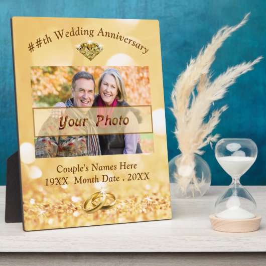 写真パーソナライズされた50周年記念結婚プラーク フォトプラーク (側面)