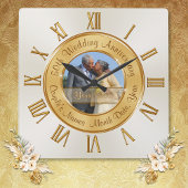 写真パーソナライズされた50周年記念結婚時計 スクエア壁時計