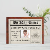 写真パーソナライズされた50th Birthday Party新聞 招待状 (スタンド正面)