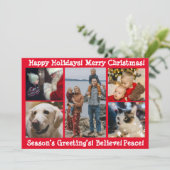 写真パーソナライズされた5 Five Merry Christmas シーズンカード (スタンド正面)