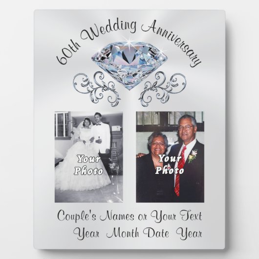 写真パーソナライズされた60周年記念ギフト フォトプラーク (正面)