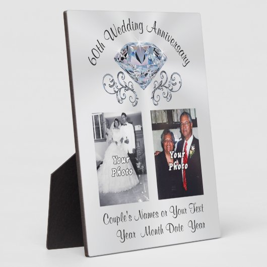 写真パーソナライズされた60周年記念ギフト フォトプラーク (側面)