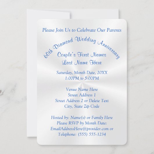 写真パーソナライズされた60周年記念招待状 招待状 (裏面)