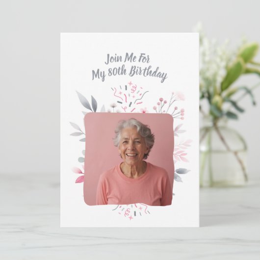 写真パーソナライズされた80年カスタム第80誕生日 招待状 (スタンド正面)