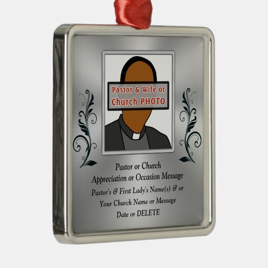 写真パーソナライズされた、あなたの牧師のためのクリスマスプレゼント メタルオーナメント (右)