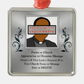 写真パーソナライズされた、あなたの牧師のためのクリスマスプレゼント メタルオーナメント (正面)