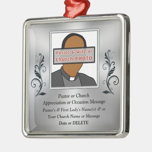 写真パーソナライズされた、あなたの牧師のためのクリスマスプレゼント メタルオーナメント (左)