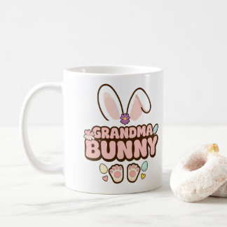 写真パーソナライズされた「おばあちゃんバニー」イースターコーヒー コーヒーマグカップ