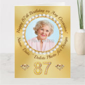 写真パーソナライズされた(または削除)、87番目の誕生日カード カード (正面)
