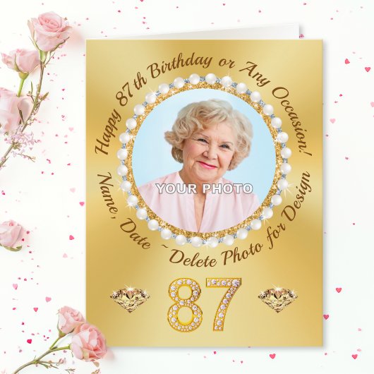 写真パーソナライズされた(または削除)、87番目の誕生日カード カード