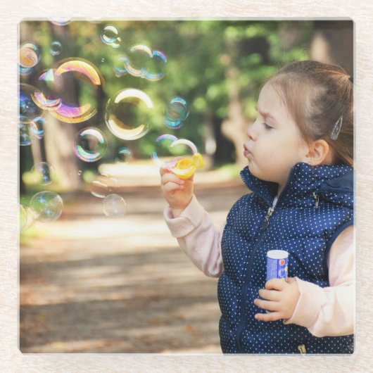 写真パーソナライズされた ガラスコースター (正面)