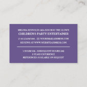 写真パーソナライズされた，キッズエンターテイナー，ピエロ 名刺 (裏面)