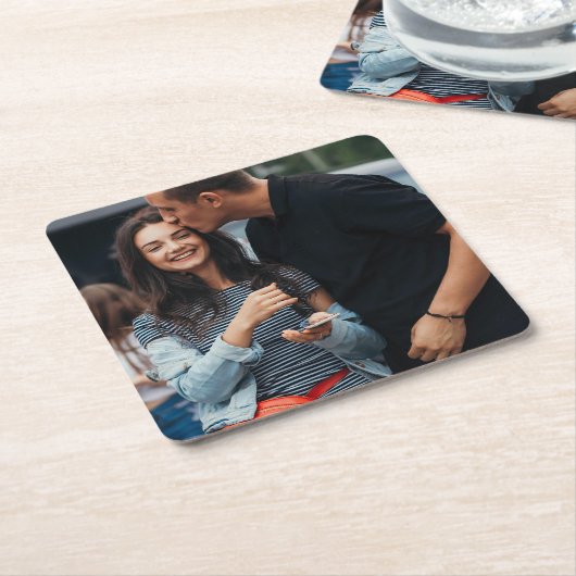 写真パーソナライズされた スクエアペーパーコースター (アングル)