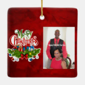 写真パーソナライズされた セラミックオーナメント (裏面)