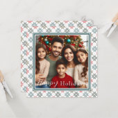 写真パーソナライズされた、ポエレガントインセチア カード (正面/裏面インサイチュ)