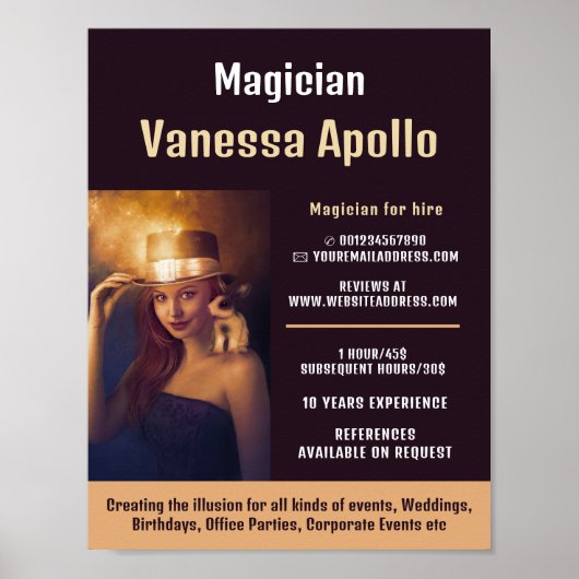 写真パーソナライズされた、マジシャン広告ズ ポスター (正面)