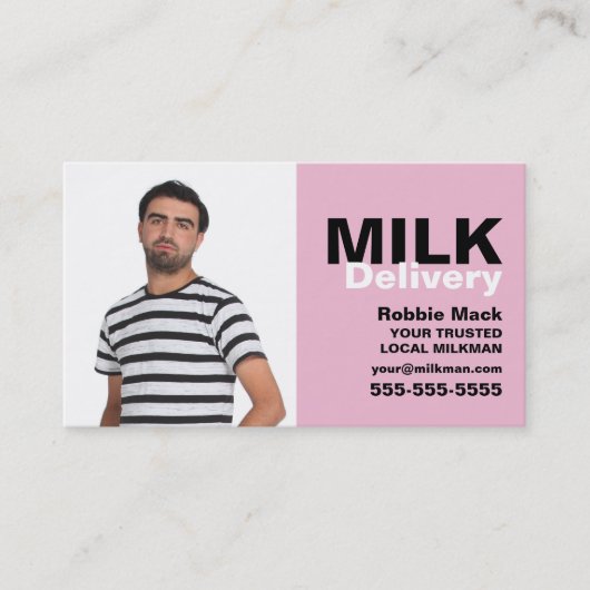 写真パーソナライズされた、ミルクマン/女性デリバリ 名刺 (正面)