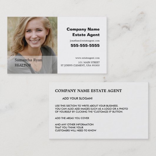 写真パーソナライズされた、不動産仲介業者、不動産業者 名刺 (正面/裏面)