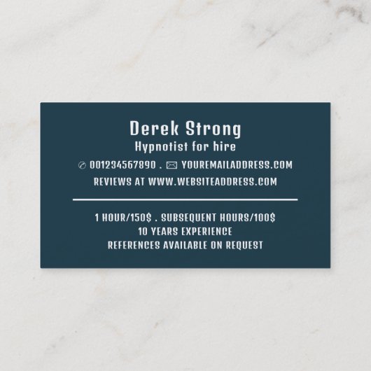 写真パーソナライズされた、催眠術 名刺 (裏面)