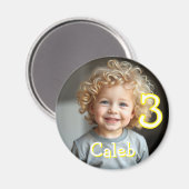 写真パーソナライズされた、名前、年齢の冷蔵庫 マグネット (正面/裏面)