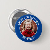 写真パーソナライズされた、名前、年齢の誕生日 缶バッジ (正面&裏面)