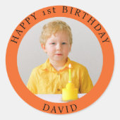 写真パーソナライズされた・名前・年齢誕生日クラシック ラウンドシール (正面)