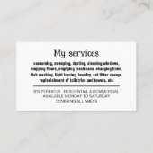 写真パーソナライズされた、家政婦、メイド 名刺 (裏面)