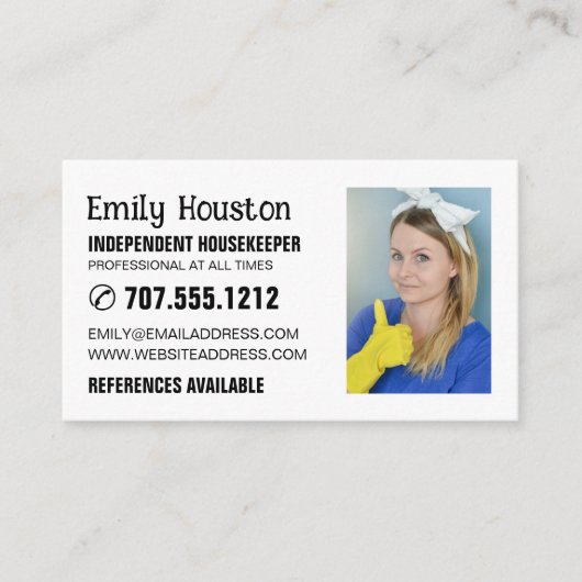 写真パーソナライズされた、家政婦、メイド 名刺 (正面)