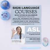 写真パーソナライズされた・手話講座 チラシ (シングル)