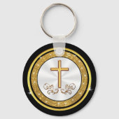 写真パーソナライズされた、教会の記念日のお土産、 キーホルダー (裏面)