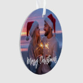 写真パーソナライズされた&文字クリスマス2025カスタム年 オーナメント (正面)