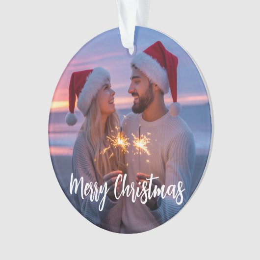 写真パーソナライズされた&文字クリスマス2025カスタム年 オーナメント (正面)