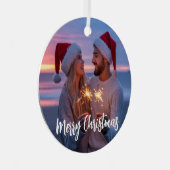 写真パーソナライズされた&文字クリスマス2025カスタム年 メタルオーナメント (正面右)