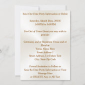 写真パーソナライズされた、日付金ゴールドとアイボリーの保存 招待状 (裏面)