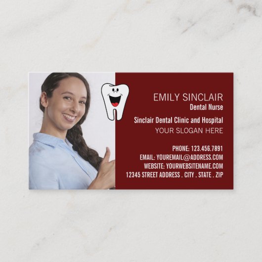 写真パーソナライズされた、歯科医アポイントメント 名刺 (正面)