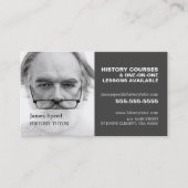 写真パーソナライズされた、歴史講師、先生 名刺 (正面)