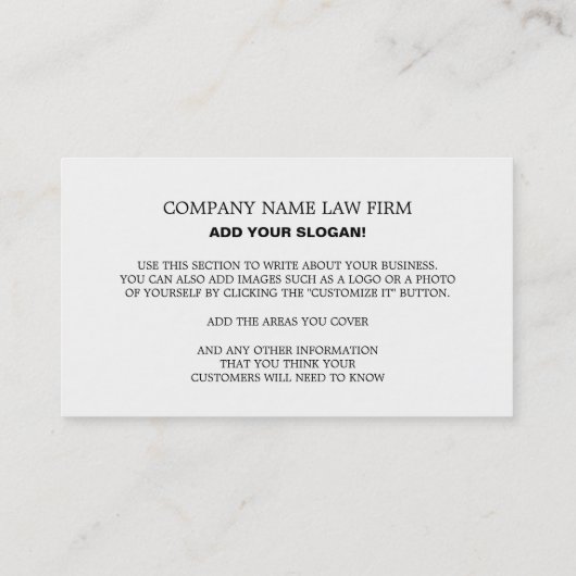 写真パーソナライズされた、法的プロフェッショナル 名刺 (裏面)