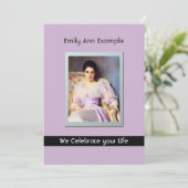 写真パーソナライズされた（生きている）葬儀またはメモリアル 招待状 (スタンド正面)