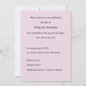 写真パーソナライズされた（生きている）葬儀またはメモリアル 招待状 (裏面)