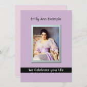 写真パーソナライズされた（生きている）葬儀またはメモリアル 招待状 (正面/裏面)