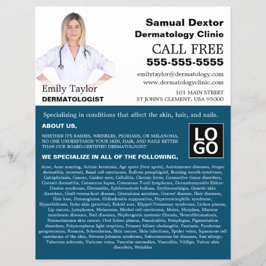 写真パーソナライズされた、皮膚科医の皮膚科 チラシ (正面)